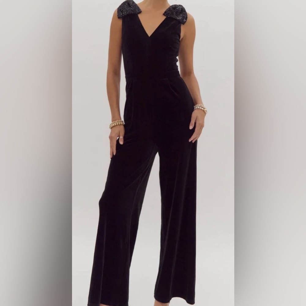 Elegant Black Jumpsuit with Sequin Detail